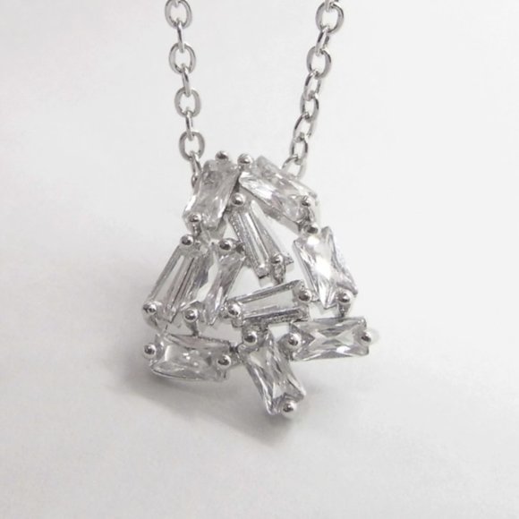 Silver Freeform Crystal Necklace - Picture 4 of 4